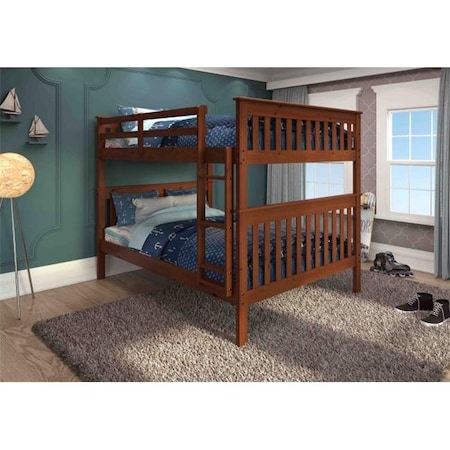 Fixturesfirst PD-123-3E Full Size Mission Bunkbed with Slat-Kits Mattress Ready - Light Espresso FI469500